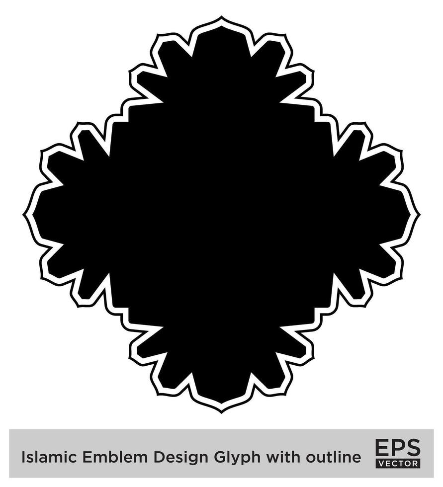 Islamic Amblem Design Glyph with outline Black Filled silhouettes Design pictogram symbol visual illustration vector