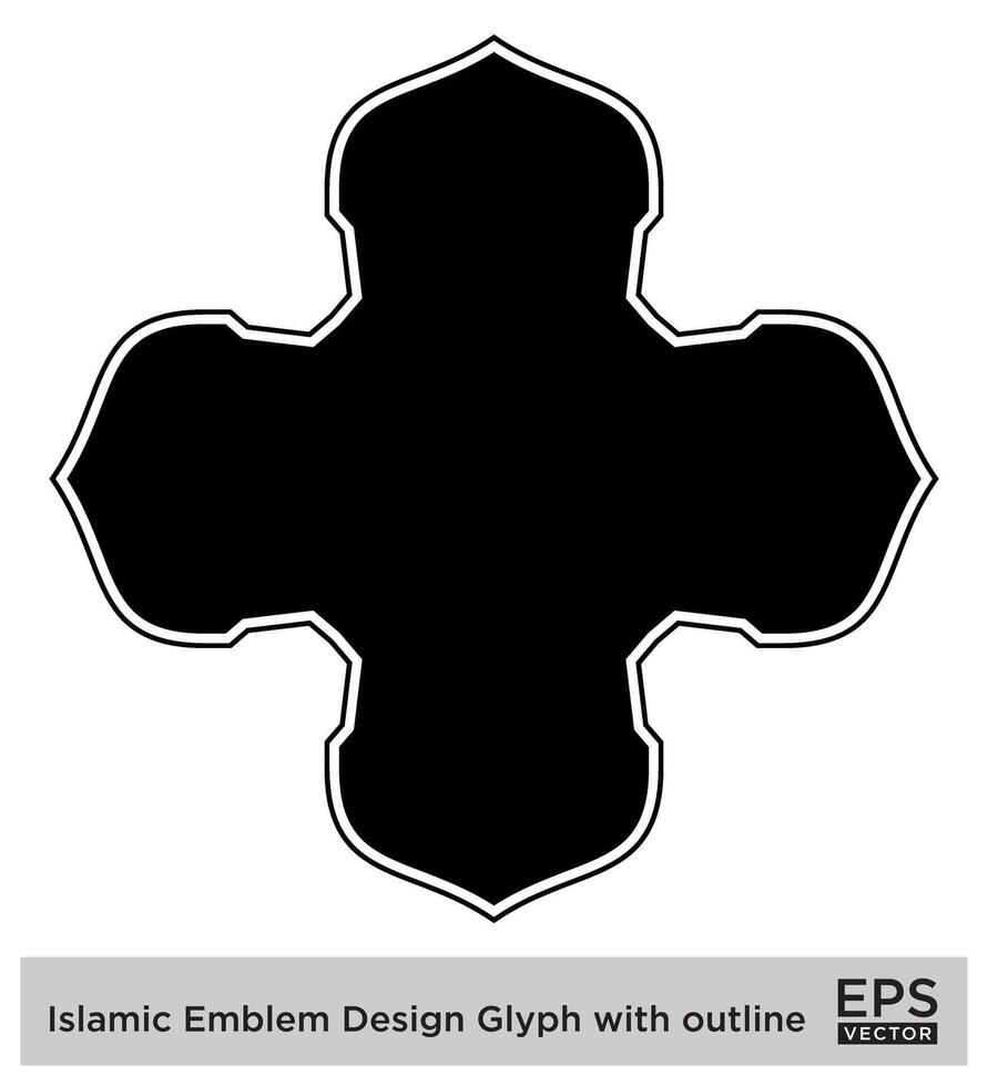 Islamic Amblem Design Glyph with outline Black Filled silhouettes Design pictogram symbol visual illustration vector