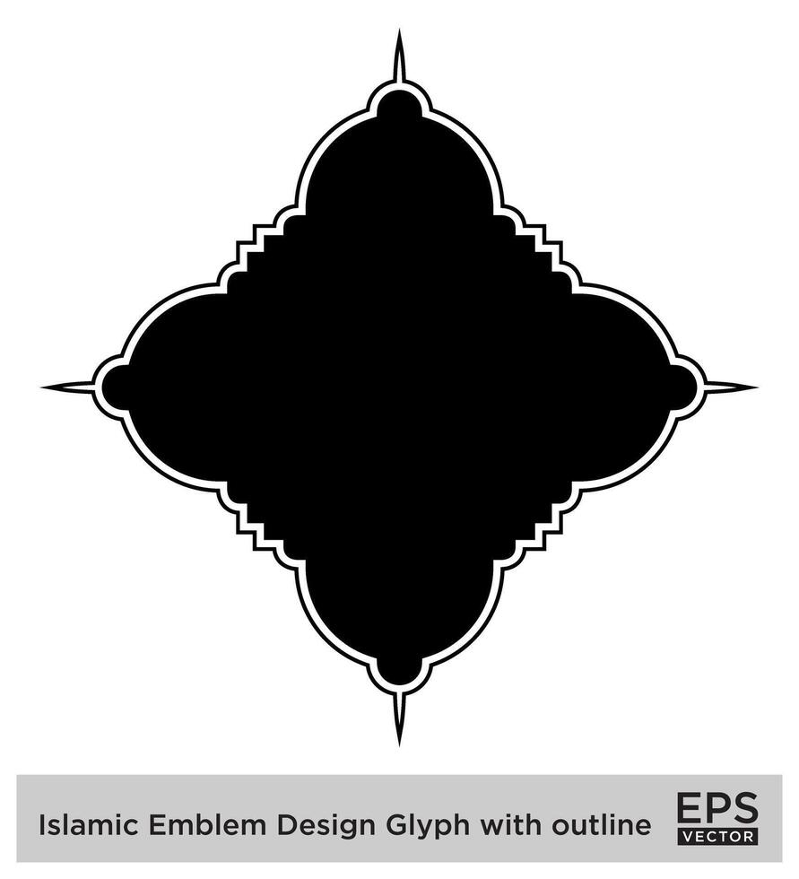 Islamic Amblem Design Glyph with outline Black Filled silhouettes Design pictogram symbol visual illustration vector