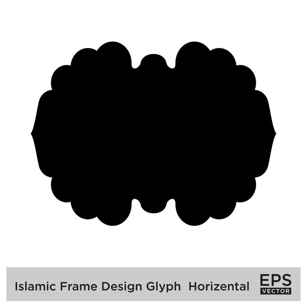 Islamic Frame Design Glyph Horizental Black Filled silhouettes Design pictogram symbol visual illustration vector