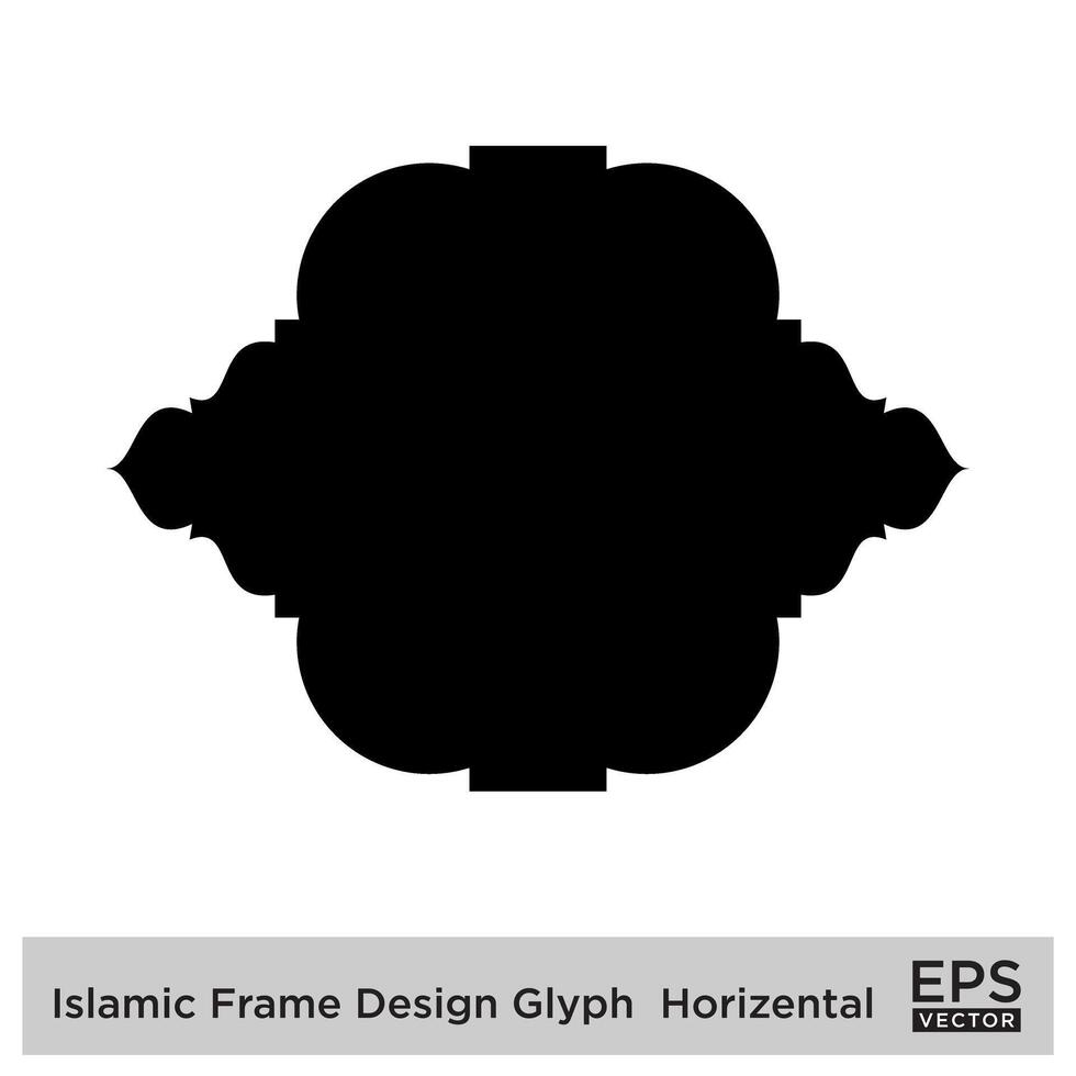 Islamic Frame Design Glyph Horizental Black Filled silhouettes Design pictogram symbol visual illustration vector