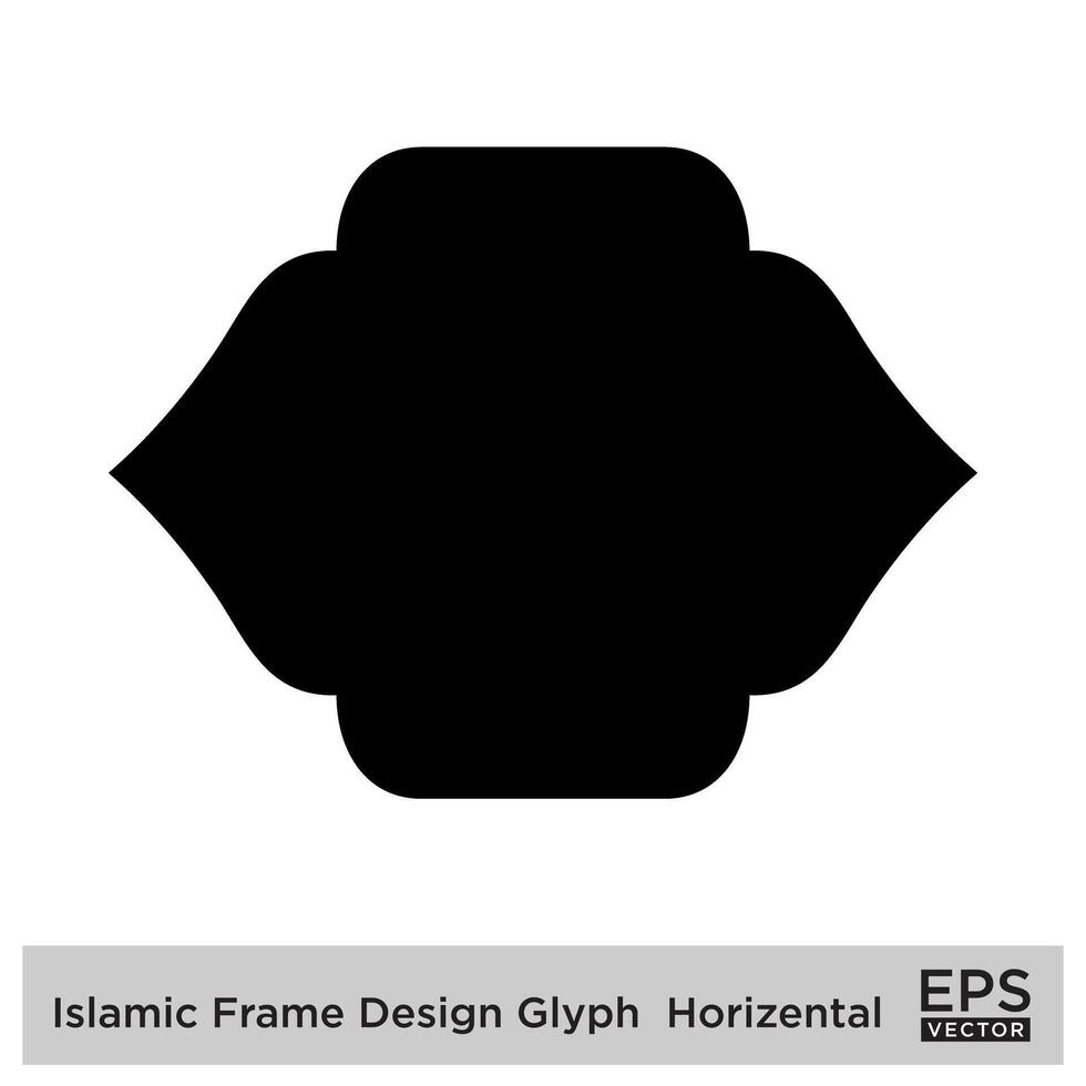 Islamic Frame Design Glyph  Horizental Black Filled silhouettes Design pictogram symbol visual illustration vector