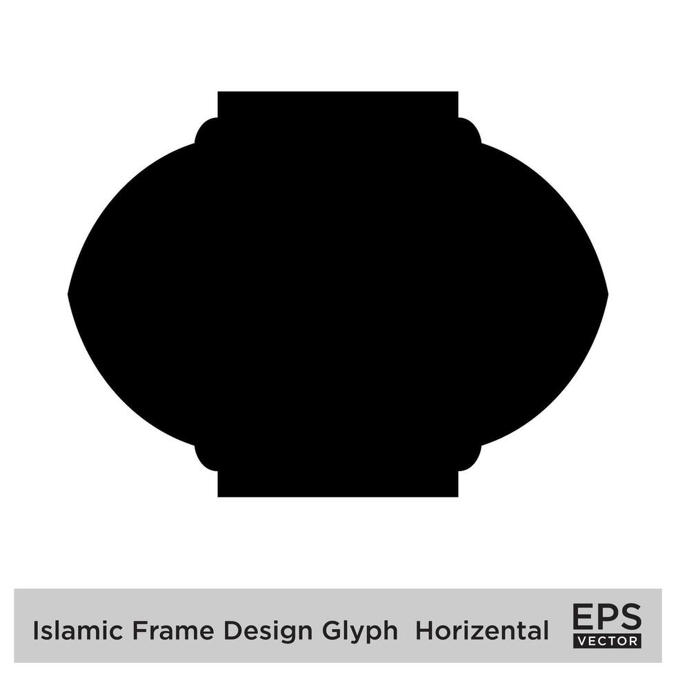 Islamic Frame Design Glyph  Horizental Black Filled silhouettes Design pictogram symbol visual illustration vector