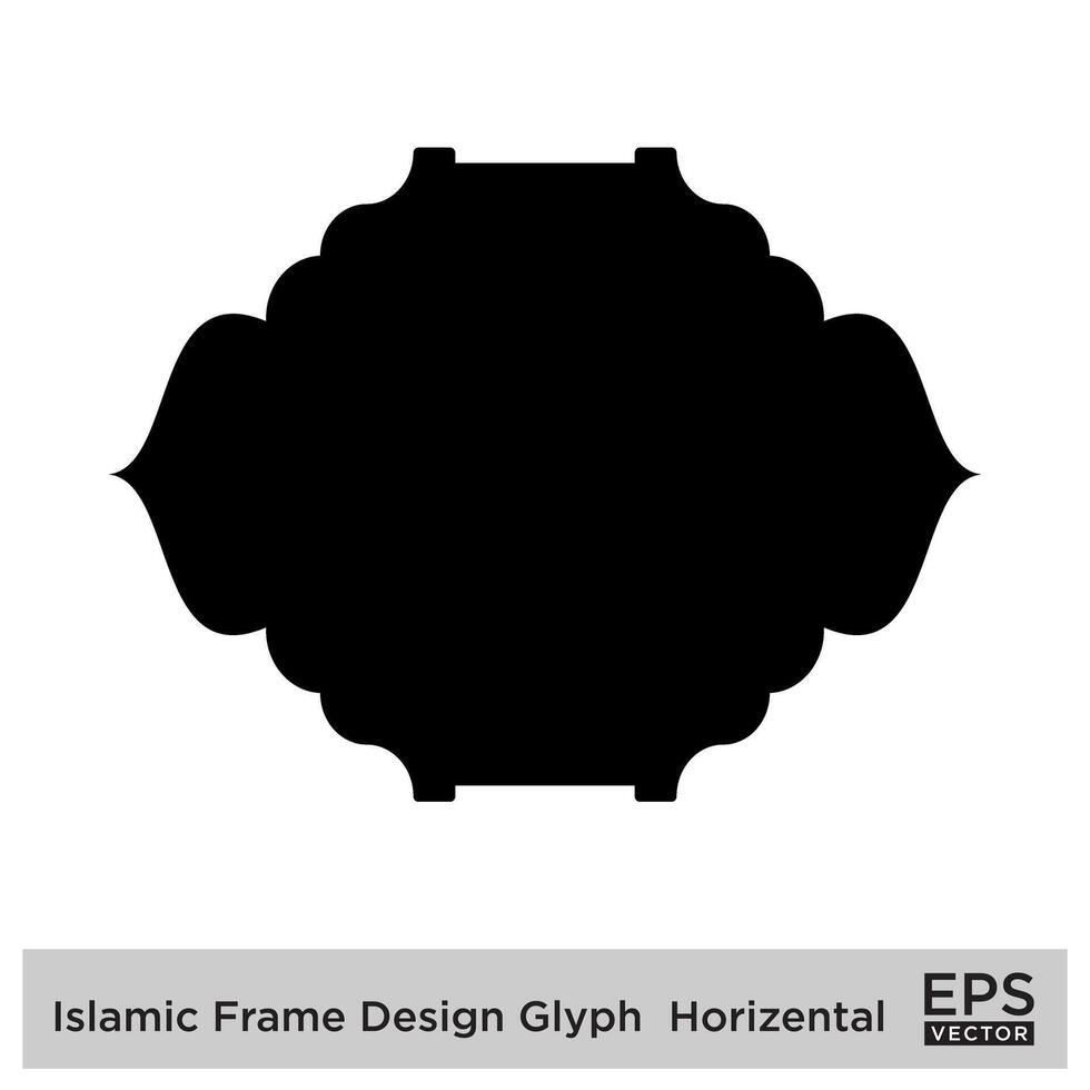 Islamic Frame Design Glyph  Horizental Black Filled silhouettes Design pictogram symbol visual illustration vector