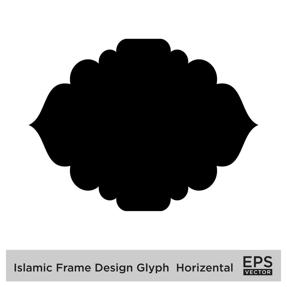 Islamic Frame Design Glyph  Horizental Black Filled silhouettes Design pictogram symbol visual illustration vector