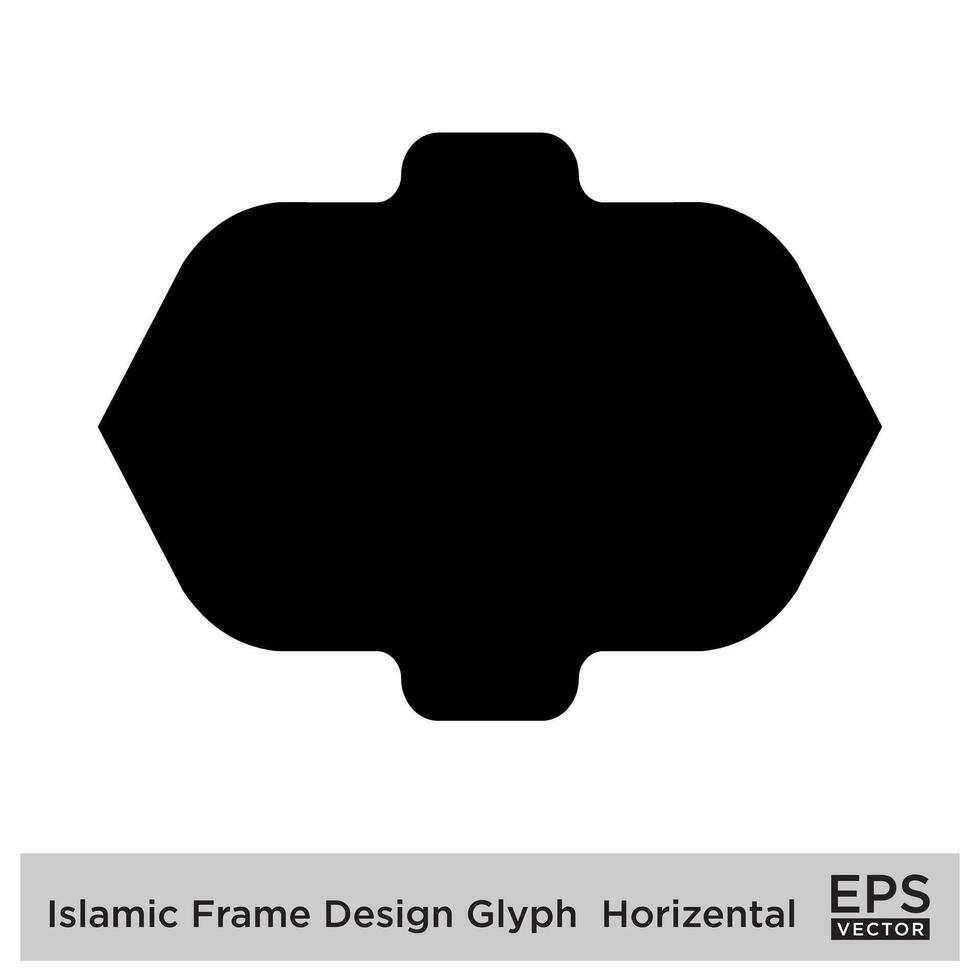 Islamic Frame Design Glyph  Horizental Black Filled silhouettes Design pictogram symbol visual illustration vector