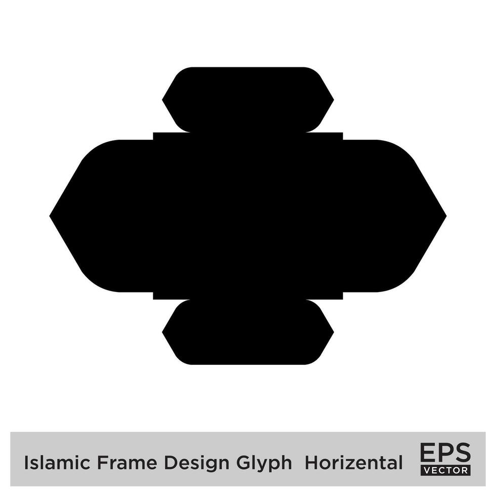 Islamic Frame Design Glyph  Horizental Black Filled silhouettes Design pictogram symbol visual illustration vector