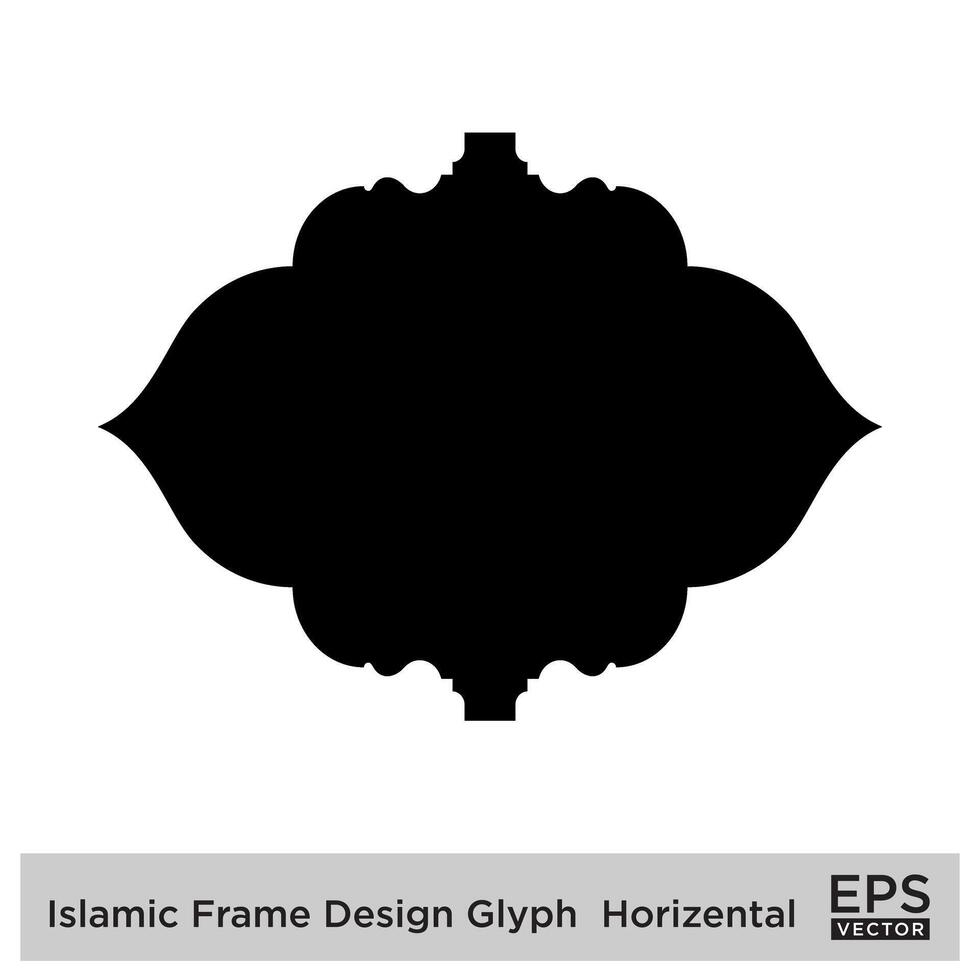 Islamic Frame Design Glyph  Horizental Black Filled silhouettes Design pictogram symbol visual illustration vector