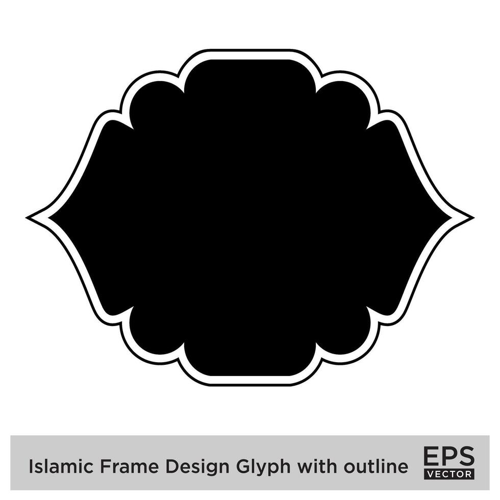 Islamic Frame Design Glyph with outline Black Filled silhouettes Design pictogram symbol visual illustration vector