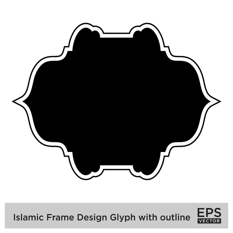 Islamic Frame Design Glyph with outline Black Filled silhouettes Design pictogram symbol visual illustration vector