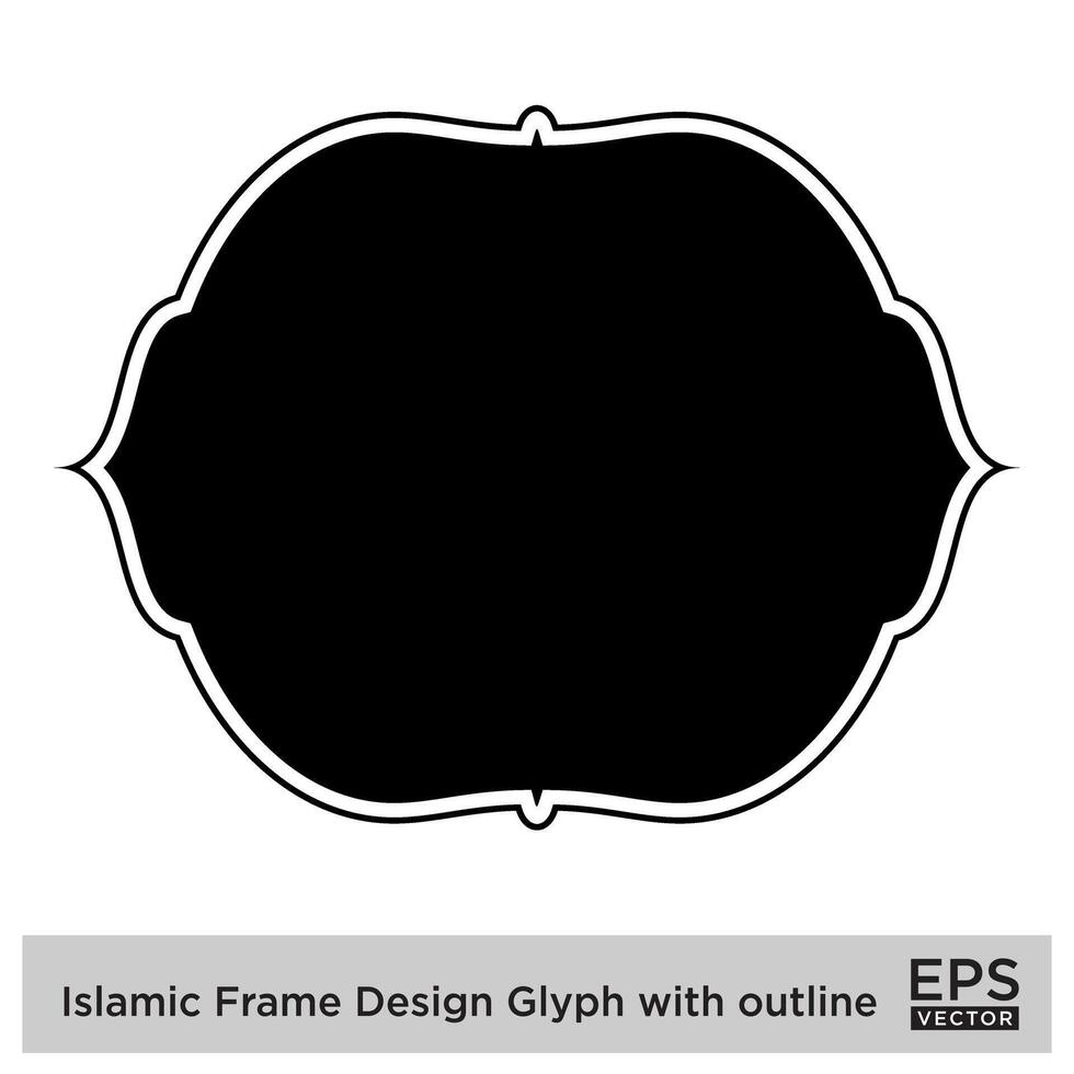 Islamic Frame Design Glyph with outline Black Filled silhouettes Design pictogram symbol visual illustration vector