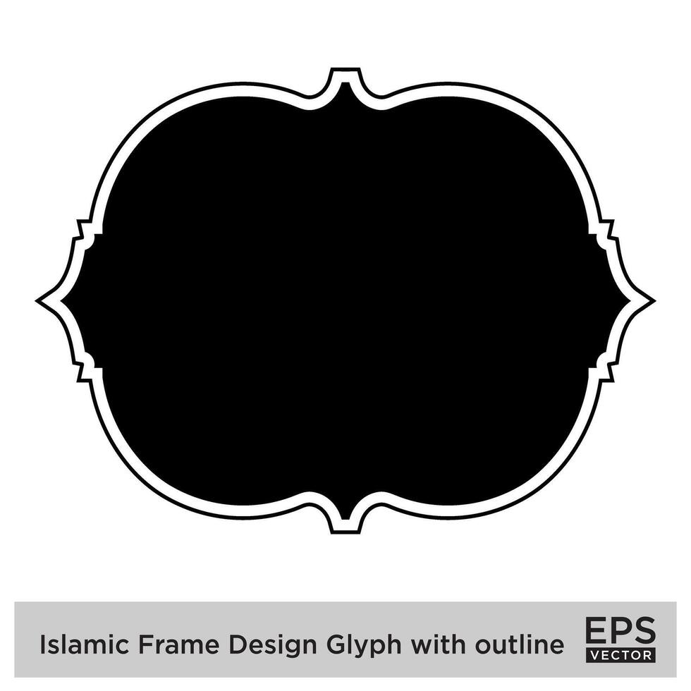 Islamic Frame Design Glyph with outline Black Filled silhouettes Design pictogram symbol visual illustration vector