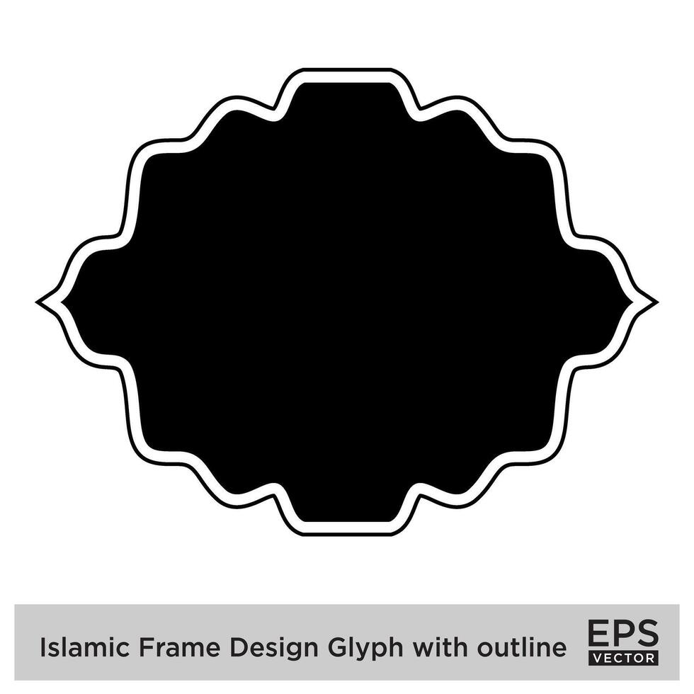 Islamic Frame Design Glyph with outline Black Filled silhouettes Design pictogram symbol visual illustration vector