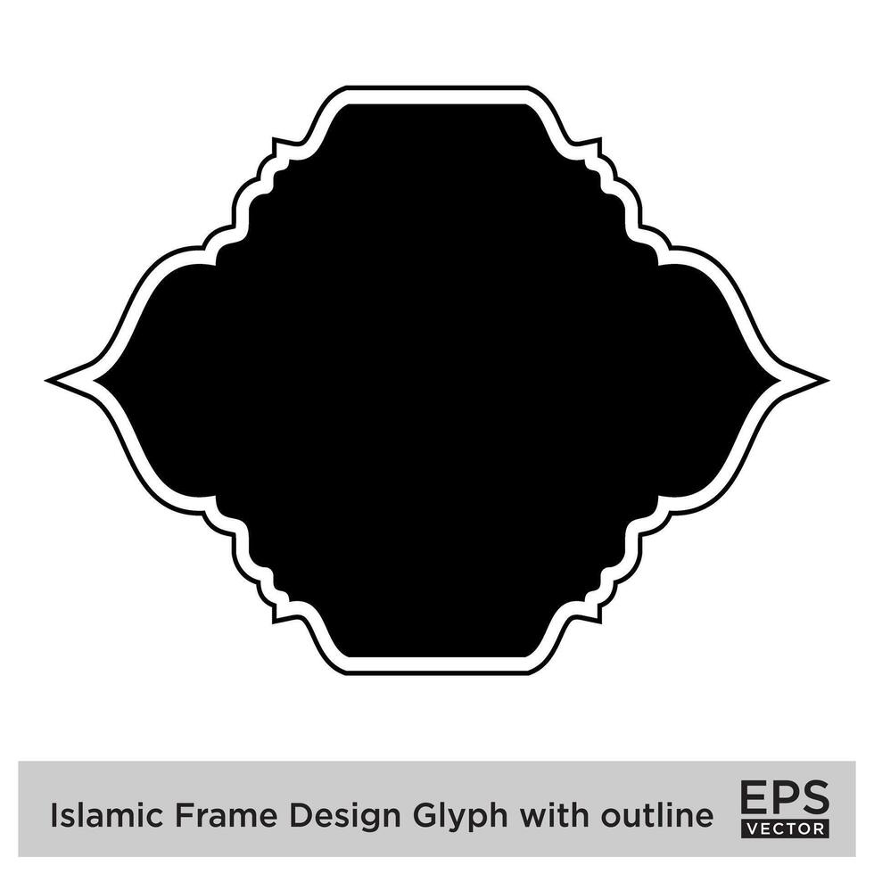 Islamic Frame Design Glyph with outline Black Filled silhouettes Design pictogram symbol visual illustration vector