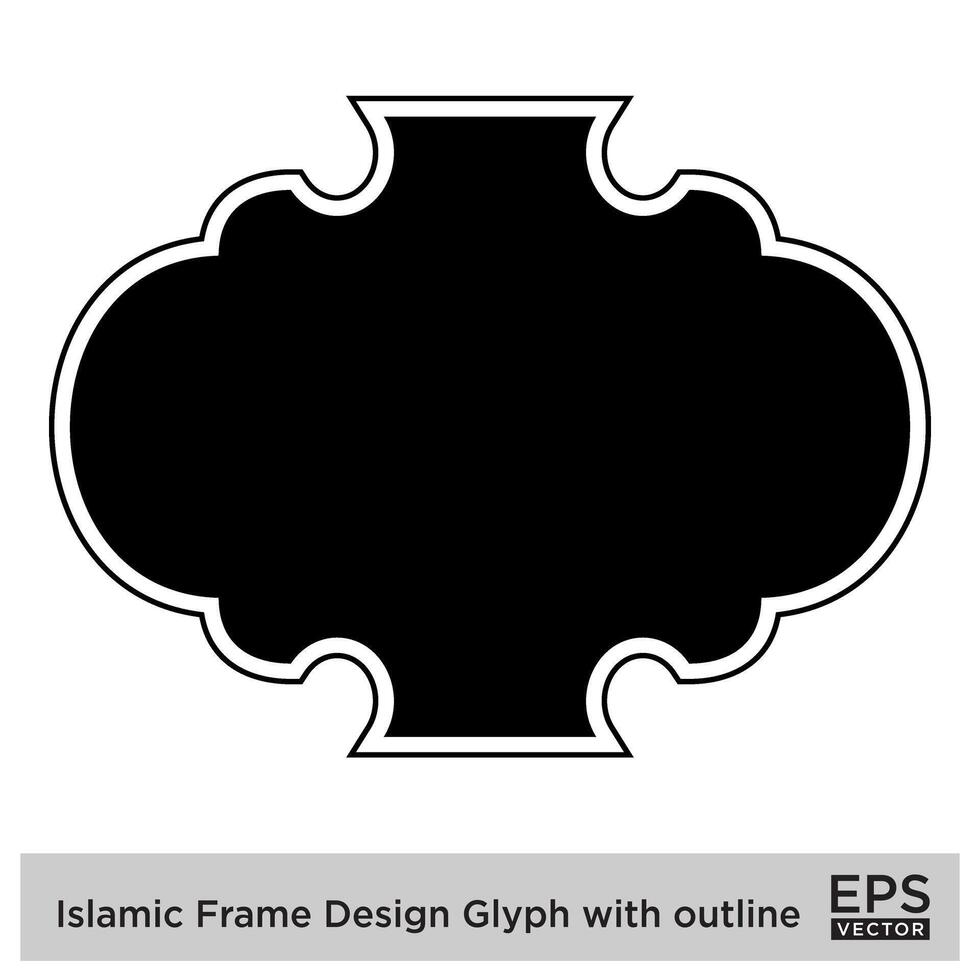Islamic Frame Design Glyph with outline Black Filled silhouettes Design pictogram symbol visual illustration vector