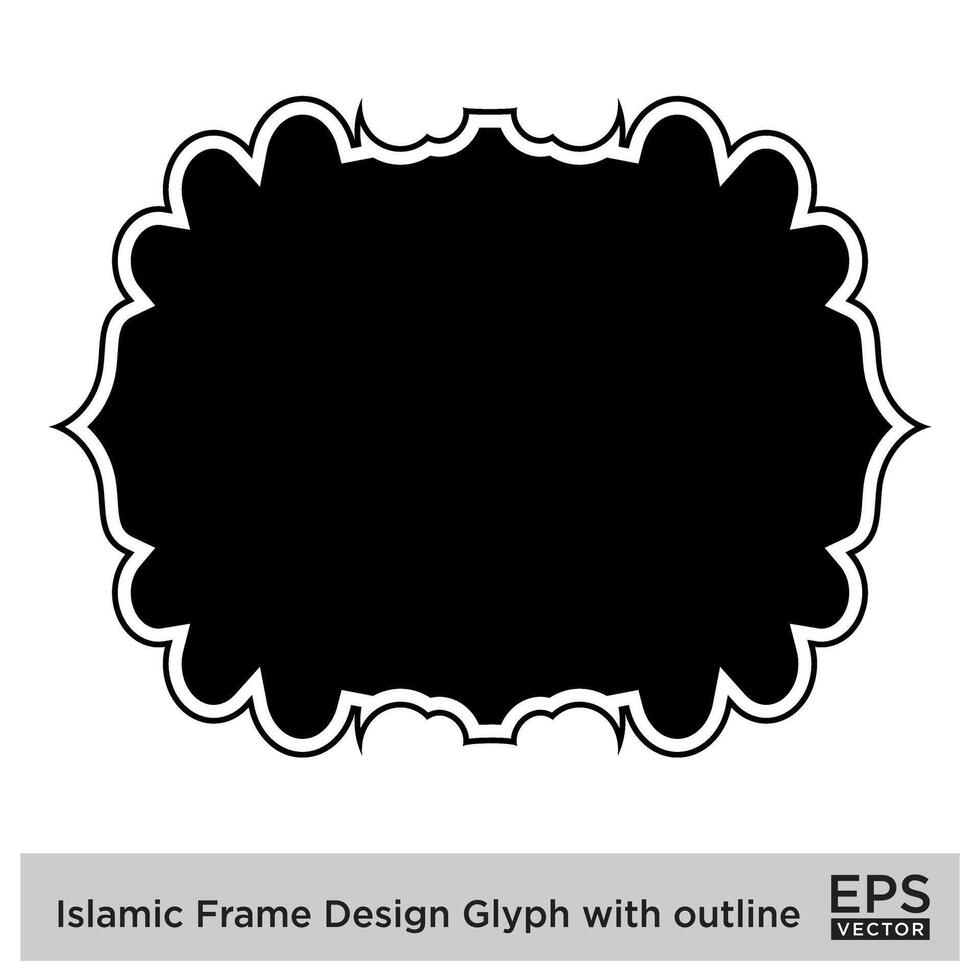 Islamic Frame Design Glyph with outline Black Filled silhouettes Design pictogram symbol visual illustration vector