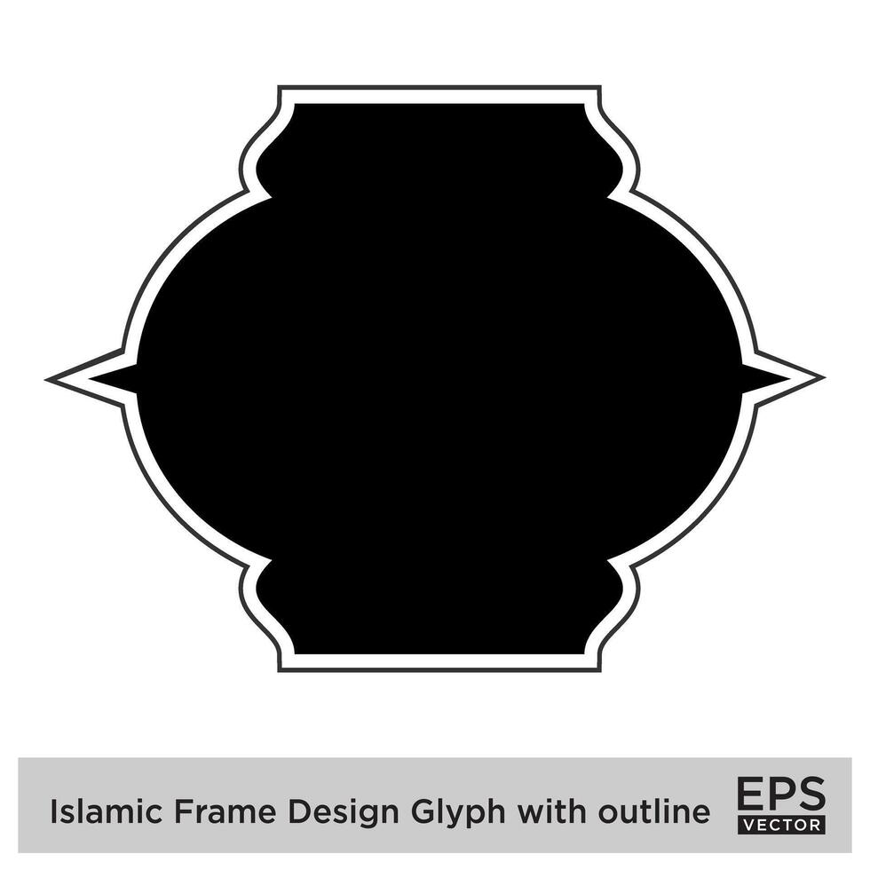 Islamic Frame Design Glyph with outline Black Filled silhouettes Design pictogram symbol visual illustration vector