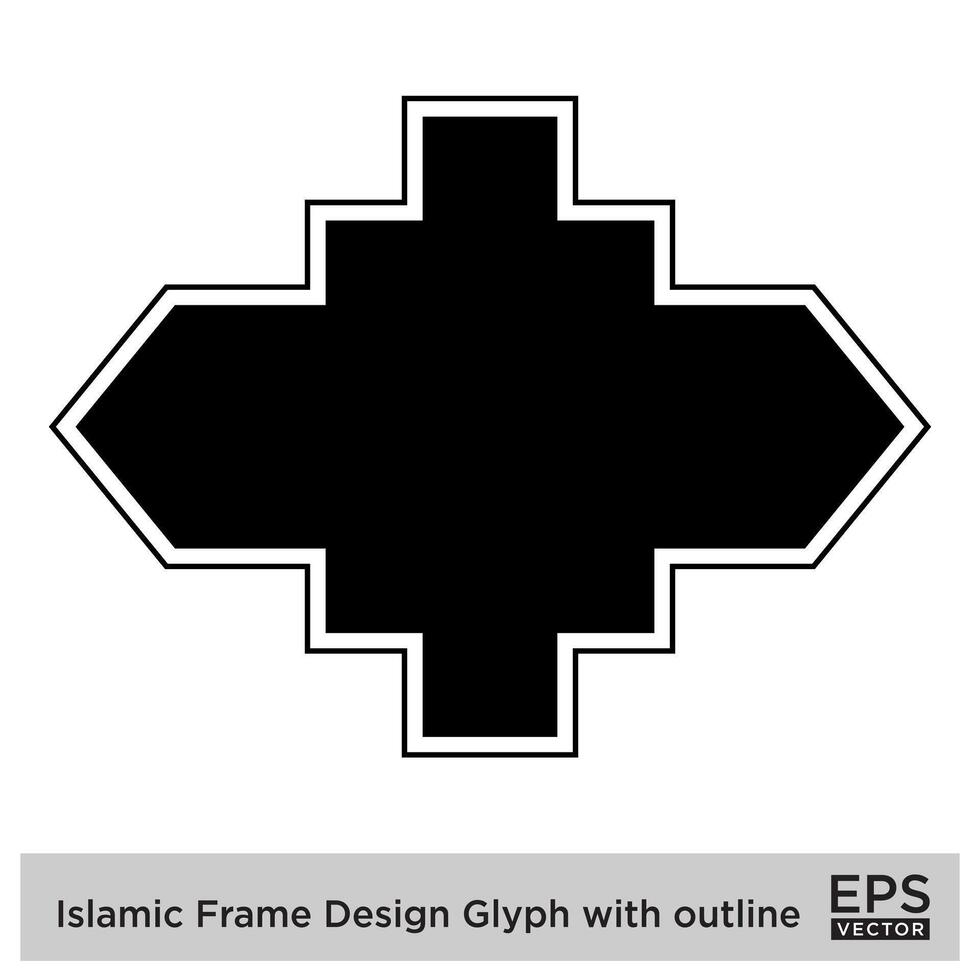 Islamic Frame Design Glyph with outline Black Filled silhouettes Design pictogram symbol visual illustration vector