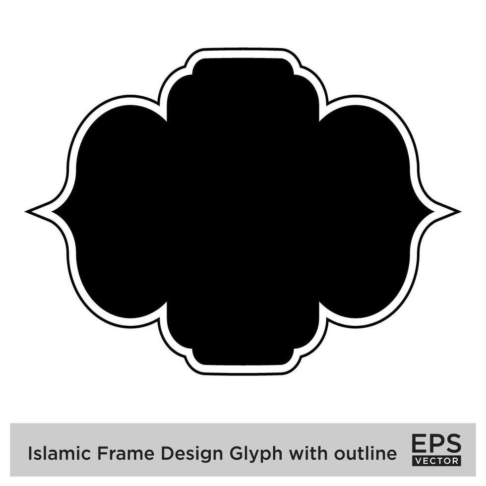 Islamic Frame Design Glyph with outline Black Filled silhouettes Design pictogram symbol visual illustration vector