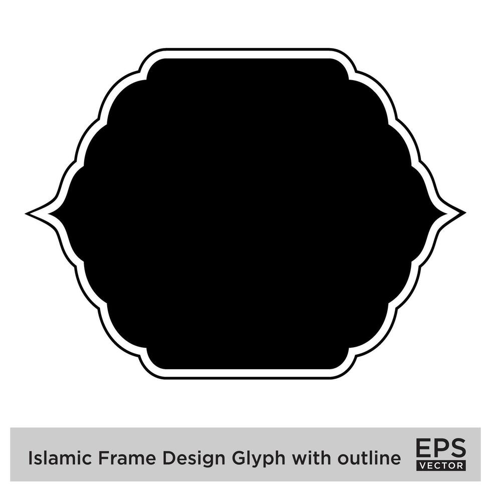 Islamic Frame Design Glyph with outline Black Filled silhouettes Design pictogram symbol visual illustration vector