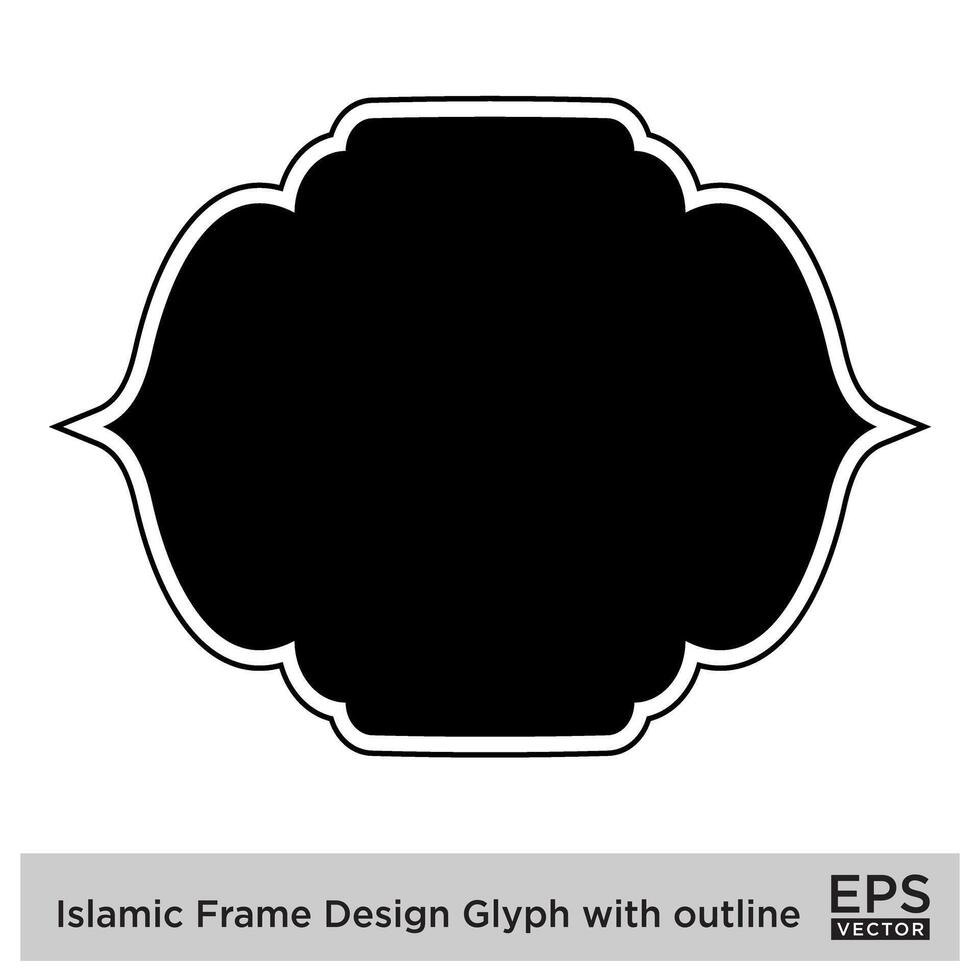 Islamic Frame Design Glyph with outline Black Filled silhouettes Design pictogram symbol visual illustration vector