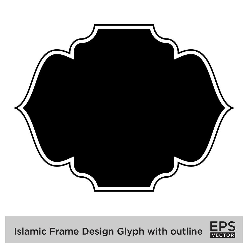 Islamic Frame Design Glyph with outline Black Filled silhouettes Design pictogram symbol visual illustration vector