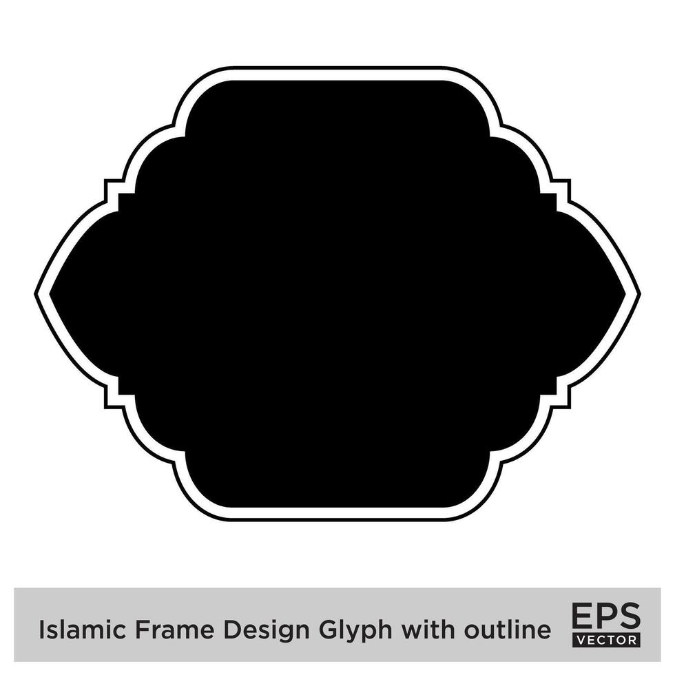 Islamic Frame Design Glyph with outline Black Filled silhouettes Design pictogram symbol visual illustration vector