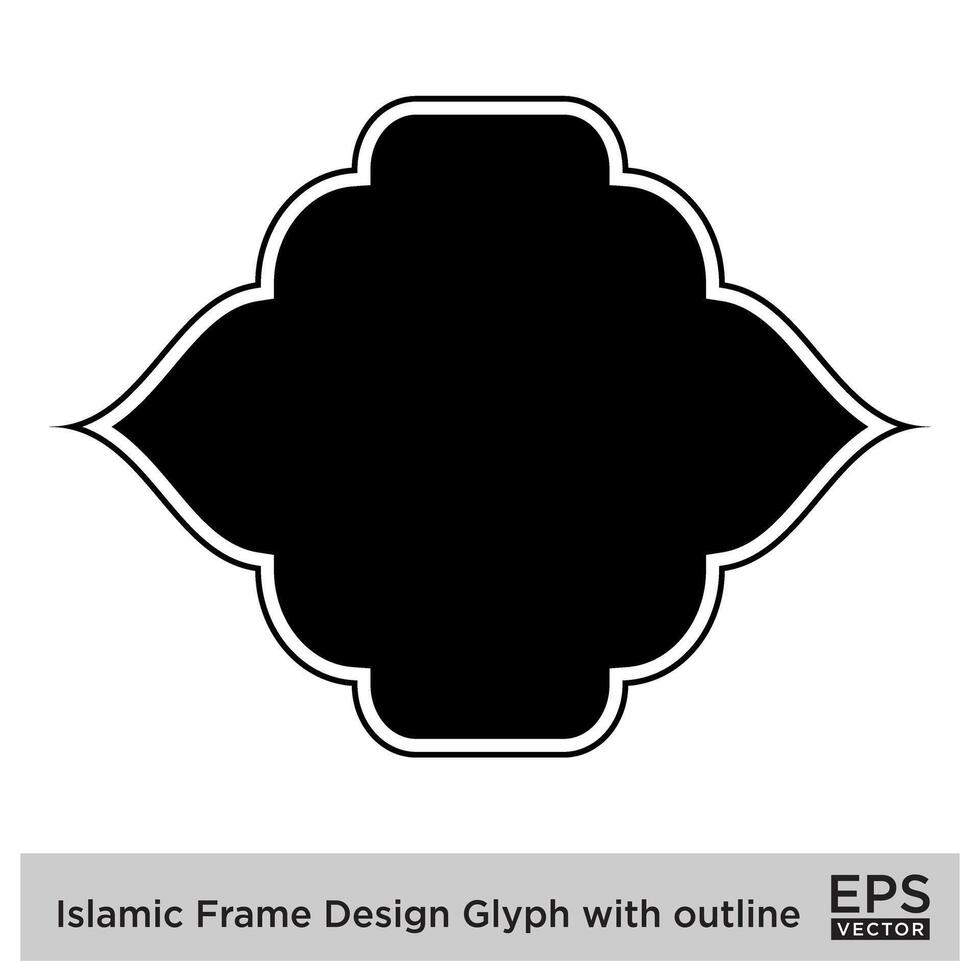 Islamic Frame Design Glyph with outline Black Filled silhouettes Design pictogram symbol visual illustration vector