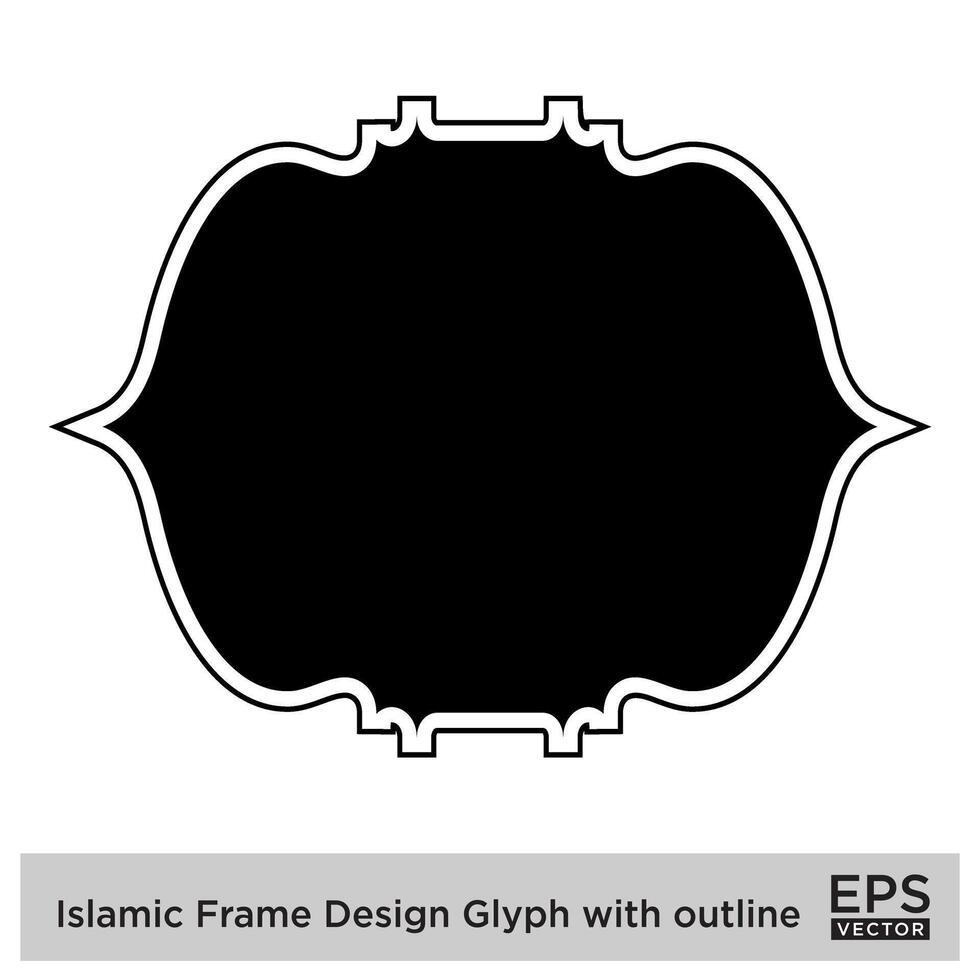 Islamic Frame Design Glyph with outline Black Filled silhouettes Design pictogram symbol visual illustration vector