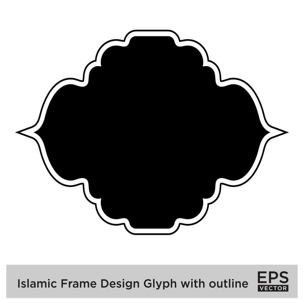 Islamic Frame Design Glyph with outline Black Filled silhouettes Design pictogram symbol visual illustration vector