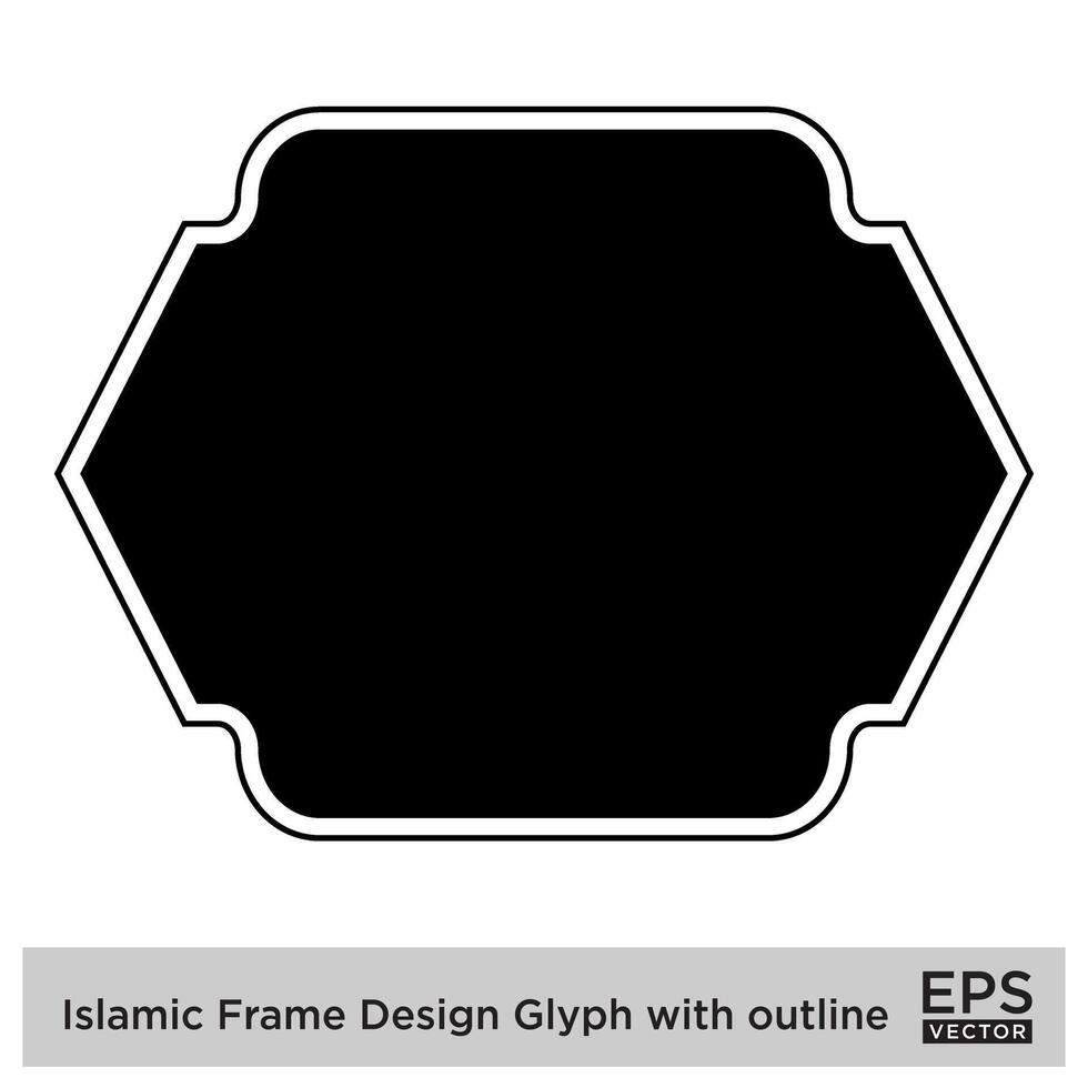 Islamic Frame Design Glyph with outline Black Filled silhouettes Design pictogram symbol visual illustration vector