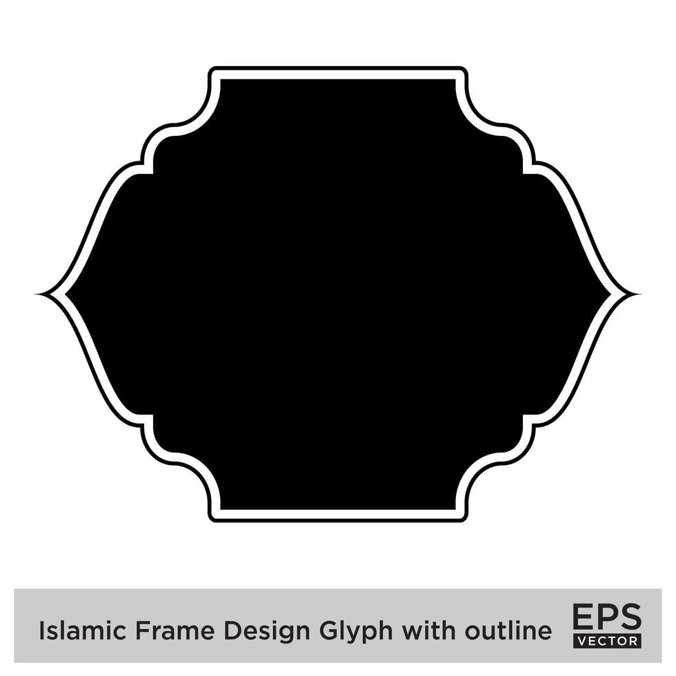 Islamic Frame Design Glyph with outline Black Filled silhouettes Design pictogram symbol visual illustration vector