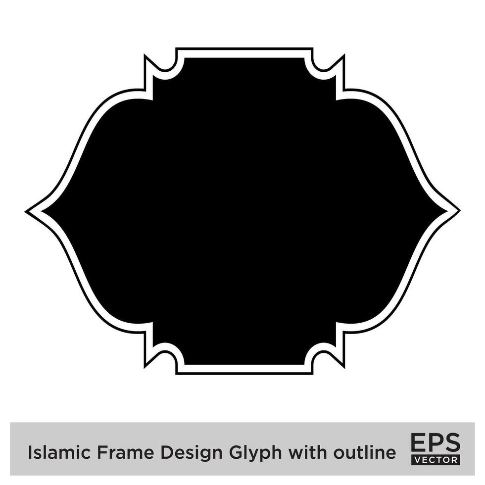 Islamic Frame Design Glyph with outline Black Filled silhouettes Design pictogram symbol visual illustration vector