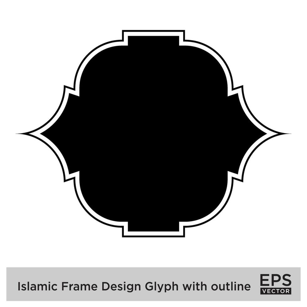 Islamic Frame Design Glyph with outline Black Filled silhouettes Design pictogram symbol visual illustration vector