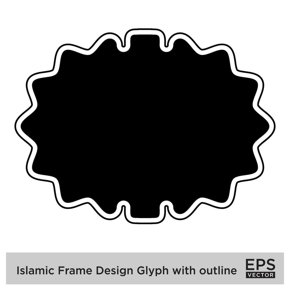 Islamic Frame Design Glyph with outline Black Filled silhouettes Design pictogram symbol visual illustration vector