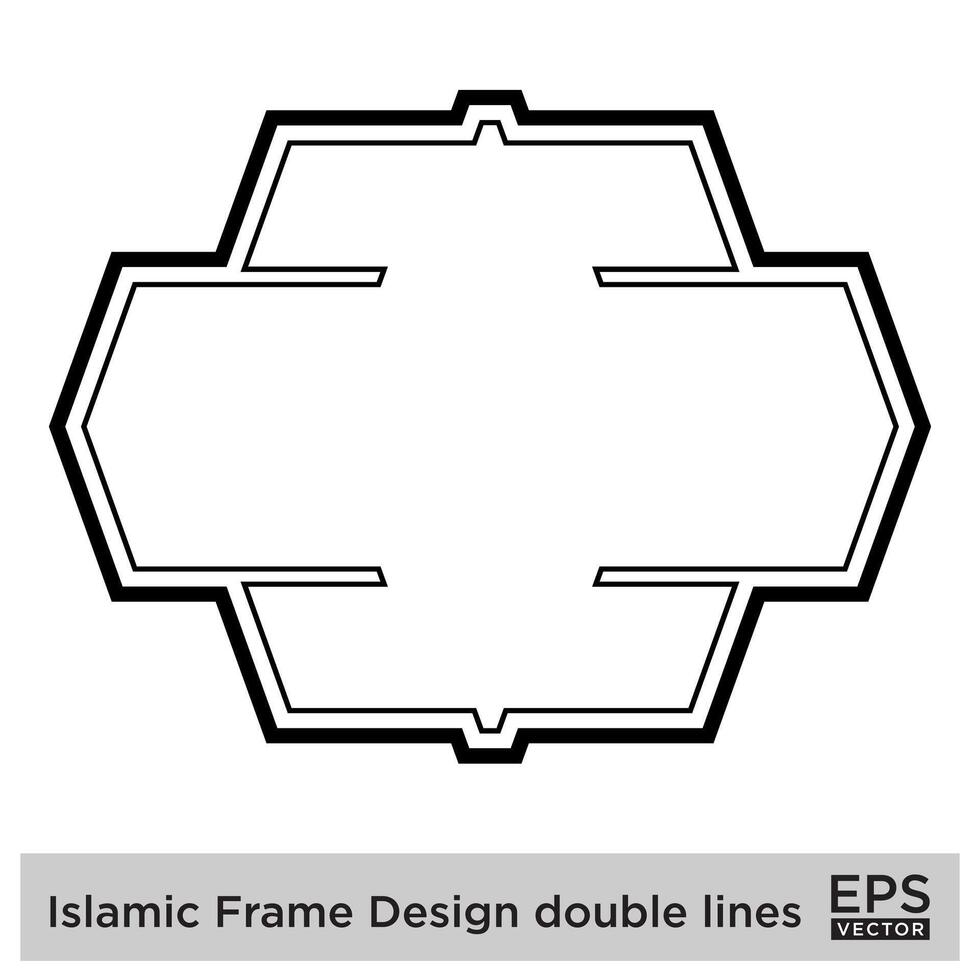 Islamic Frame Design double lines Black Stroke silhouettes Design pictogram symbol visual illustration vector