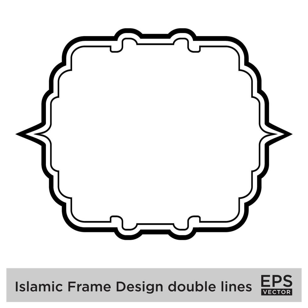 Islamic Frame Design double lines Black Stroke silhouettes Design pictogram symbol visual illustration vector