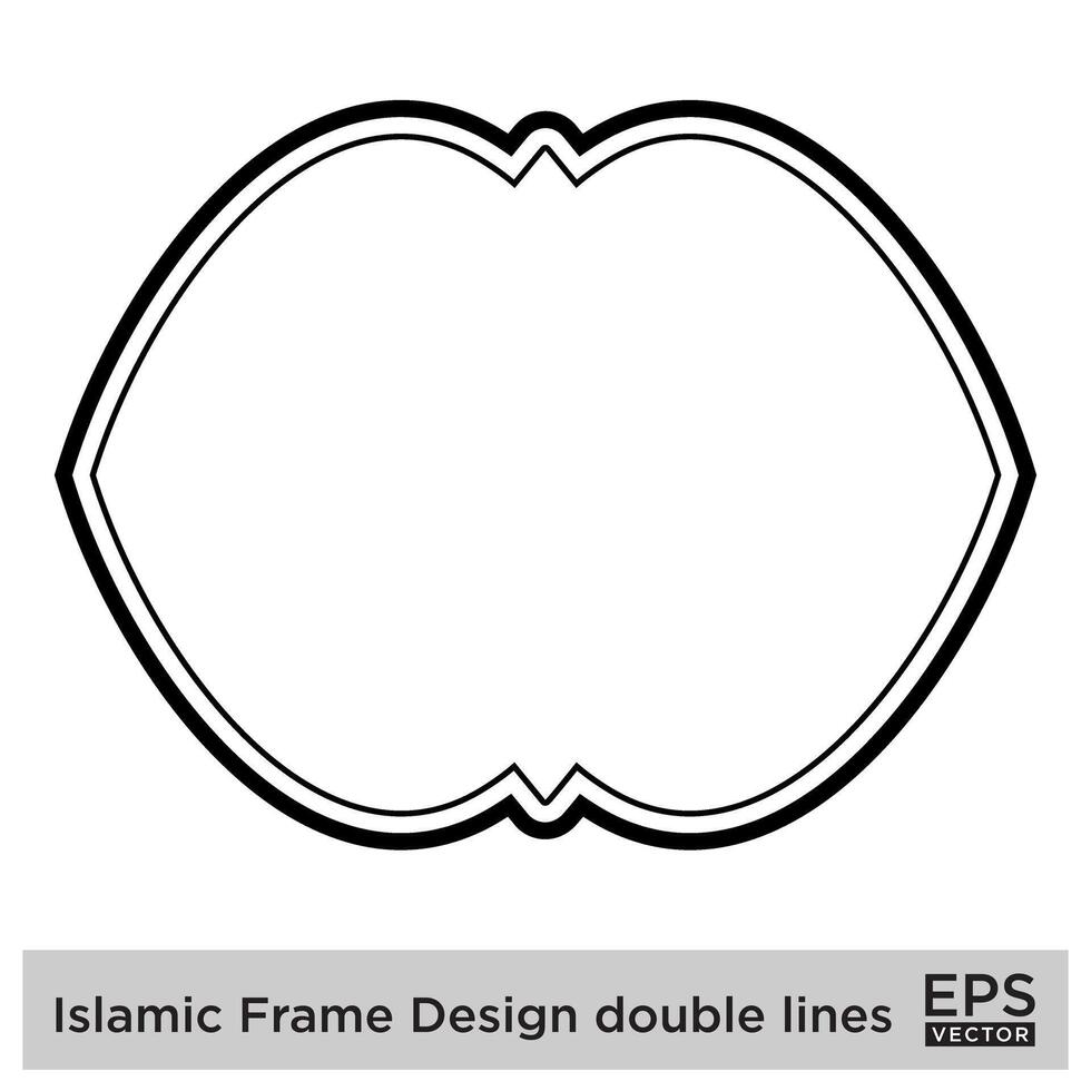 Islamic Frame Design double lines Black Stroke silhouettes Design pictogram symbol visual illustration vector