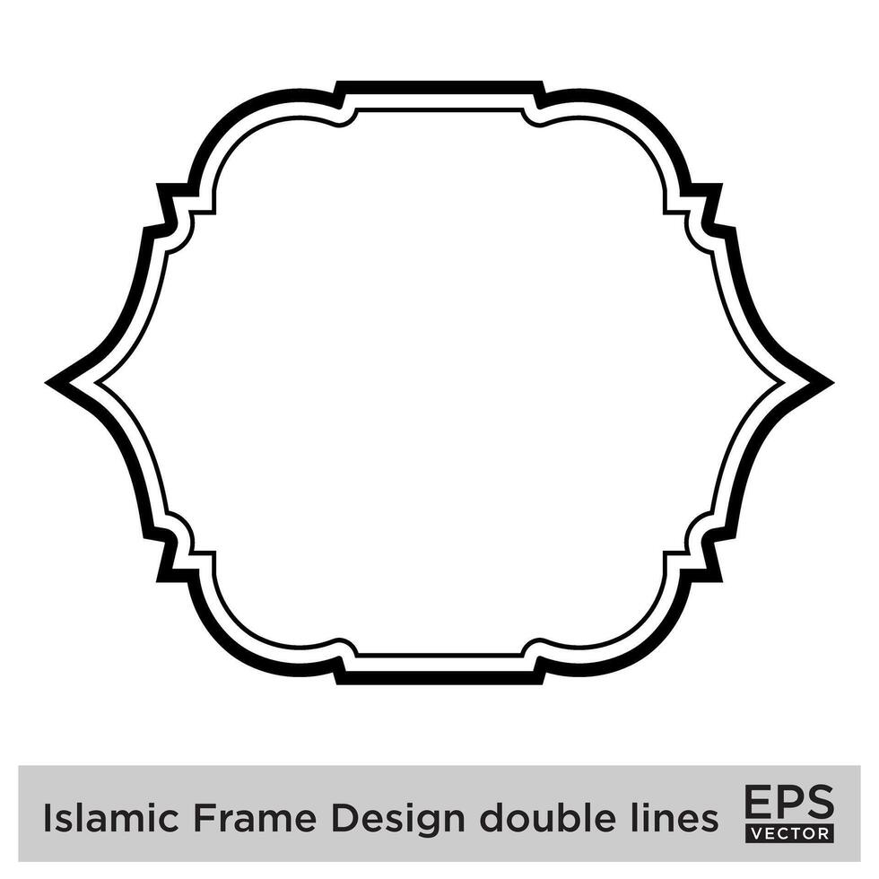 Islamic Frame Design double lines Black Stroke silhouettes Design pictogram symbol visual illustration vector