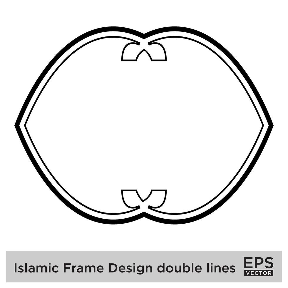 Islamic Frame Design double lines Black Stroke silhouettes Design pictogram symbol visual illustration vector