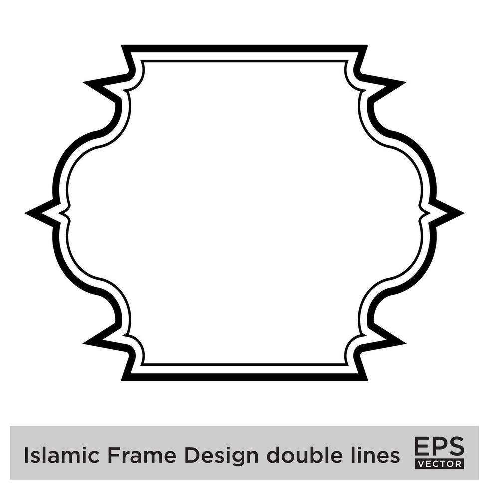 Islamic Frame Design double lines Black Stroke silhouettes Design pictogram symbol visual illustration vector