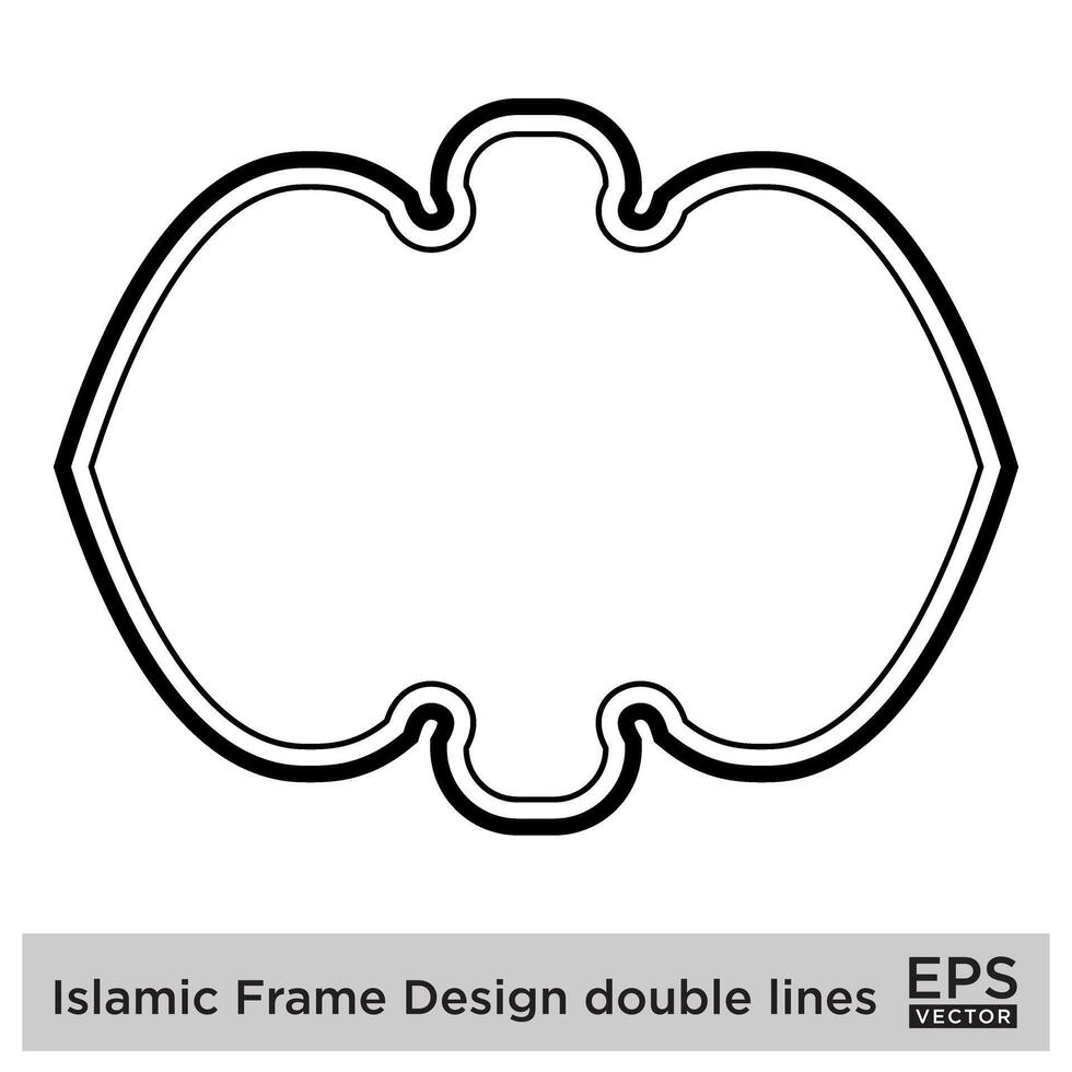 Islamic Frame Design double lines Black Stroke silhouettes Design pictogram symbol visual illustration vector