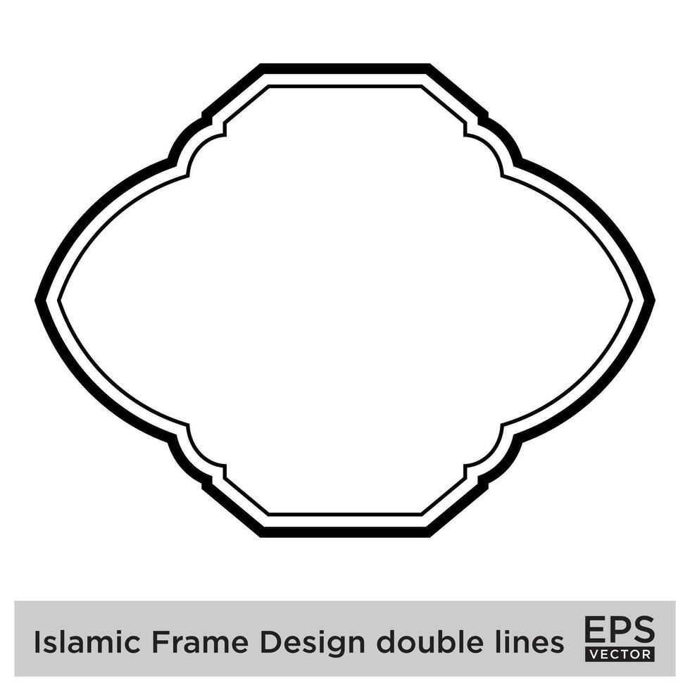 Islamic Frame Design double lines Black Stroke silhouettes Design pictogram symbol visual illustration vector