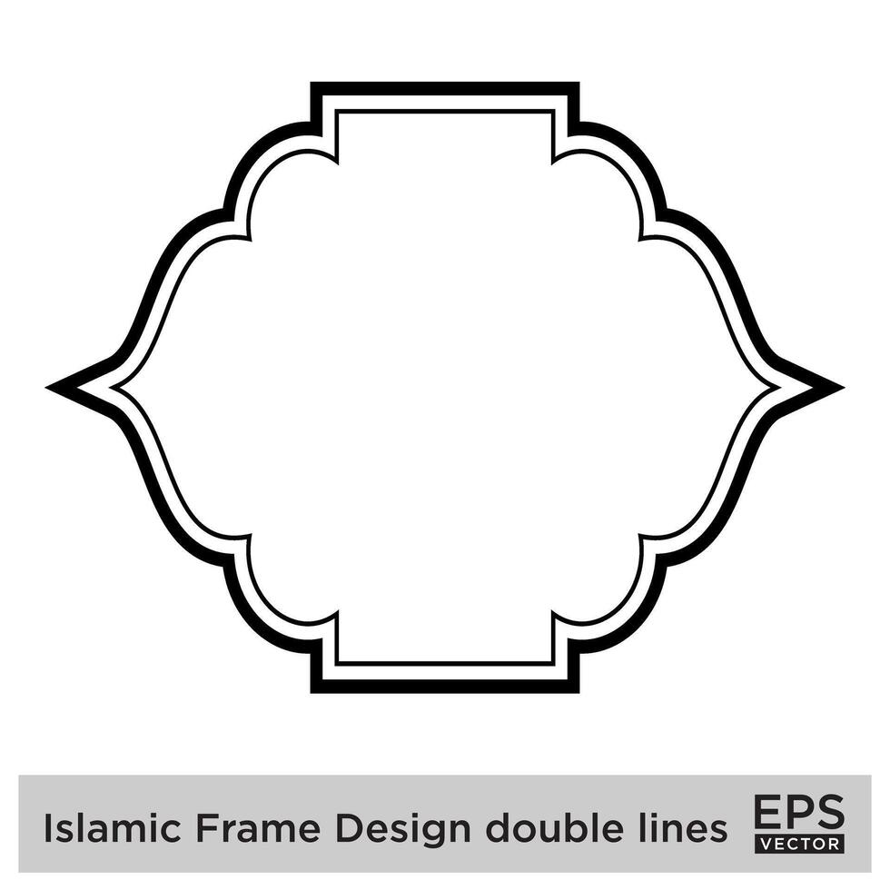 Islamic Frame Design double lines Black Stroke silhouettes Design pictogram symbol visual illustration vector