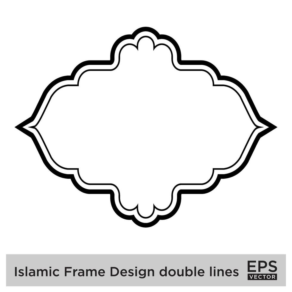 Islamic Frame Design double lines Black Stroke silhouettes Design pictogram symbol visual illustration vector