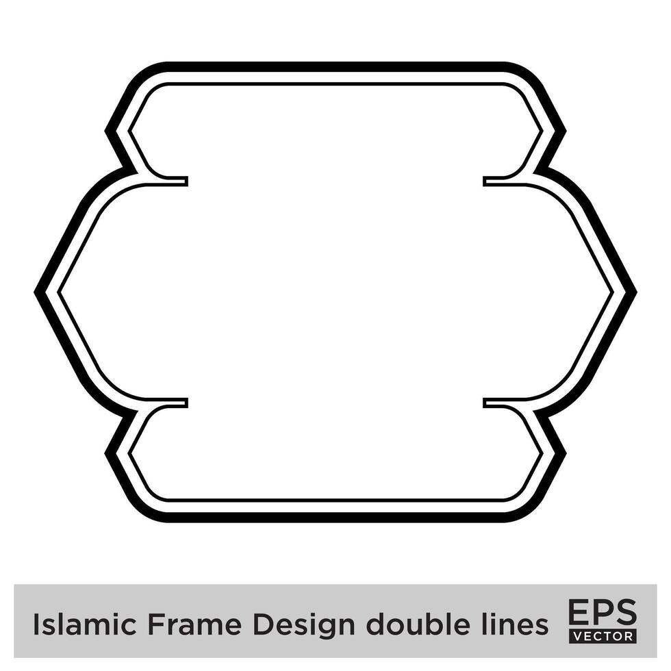 Islamic Frame Design double lines Black Stroke silhouettes Design pictogram symbol visual illustration vector