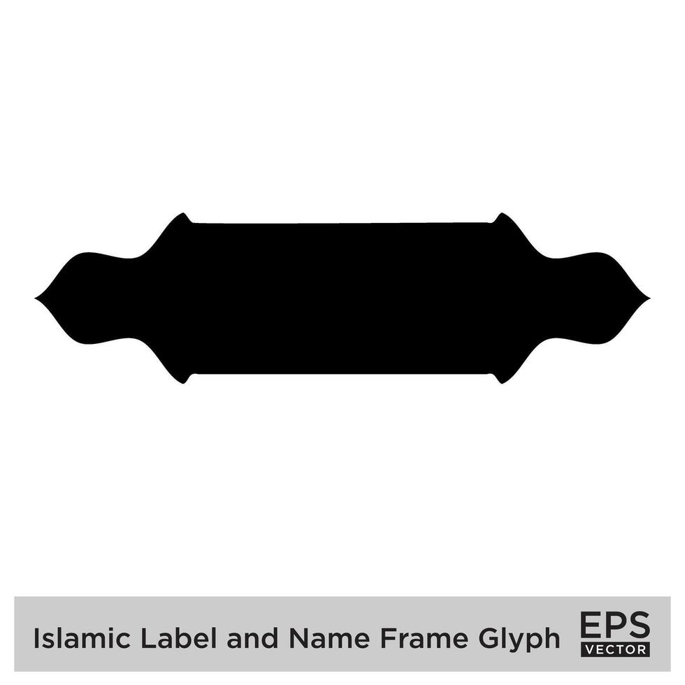 islámico etiqueta y nombre marco glifo negro lleno siluetas diseño pictograma símbolo visual ilustración vector