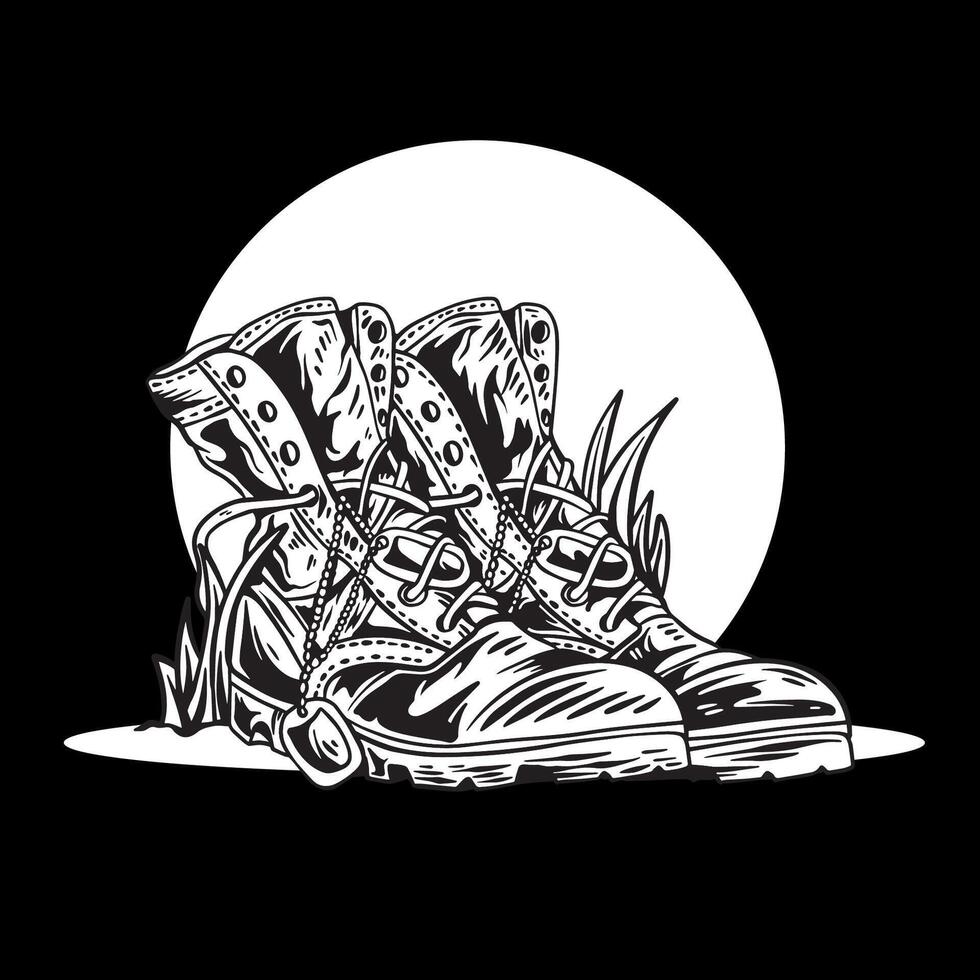 Veteran shoes vector art illustration