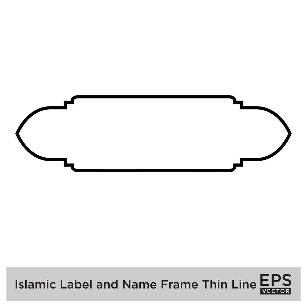 Islamic Label and Name Frame Thin Line Black stroke silhouettes Design pictogram symbol visual illustration vector