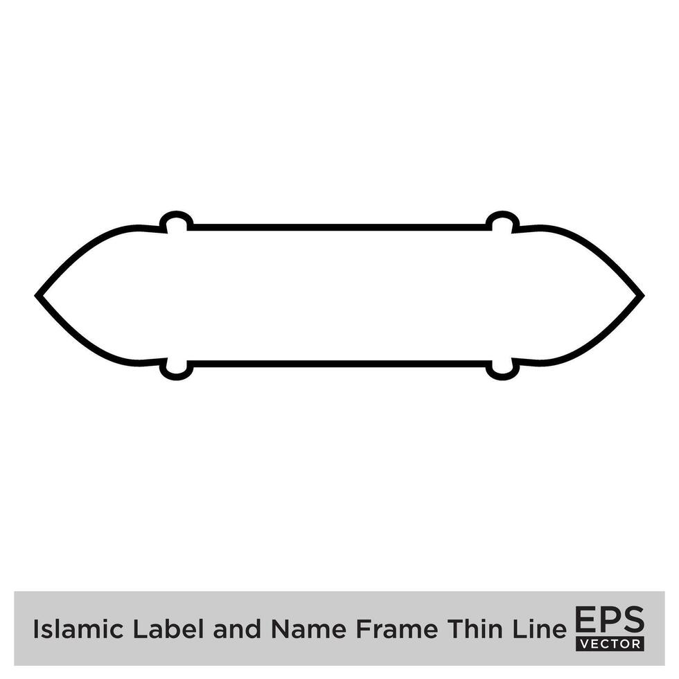 Islamic Label and Name Frame Thin Line Black stroke silhouettes Design pictogram symbol visual illustration vector